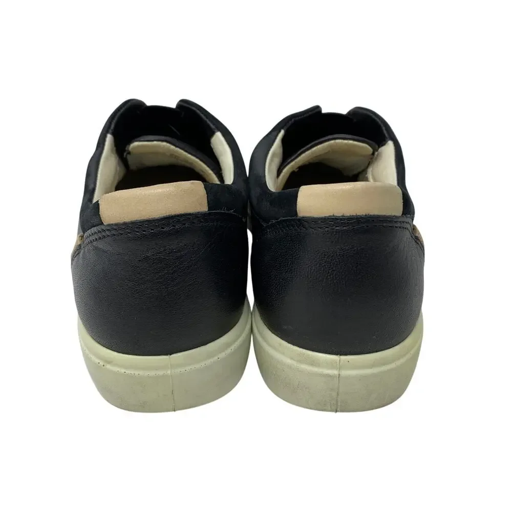 Ecco Soft Slip On Sneakers Womens Size 7-7.5 Black Leather